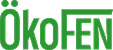 Logo vert ÖKOFEN sur fond noir, symbolisant l'énergie renouvelable pour chauffage écologique.